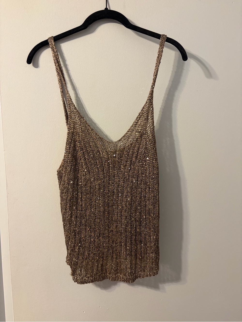 Free People Bronze Metallic Knit Tank Top